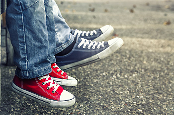 Child’s Heel Pain models wearing jeans and shoes