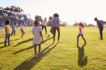 Children playing soccer